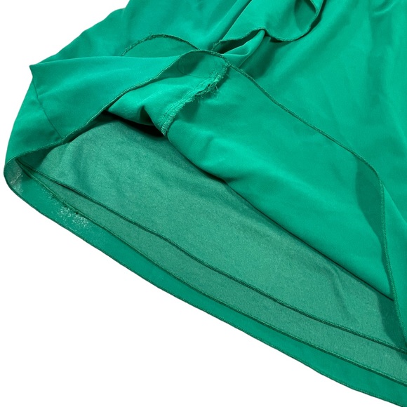 3/$44 Pinky size large green mini dress ruffles on front vneck gold straps silky - Picture 6 of 12